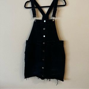 FOREVER21+ black denim overall dress